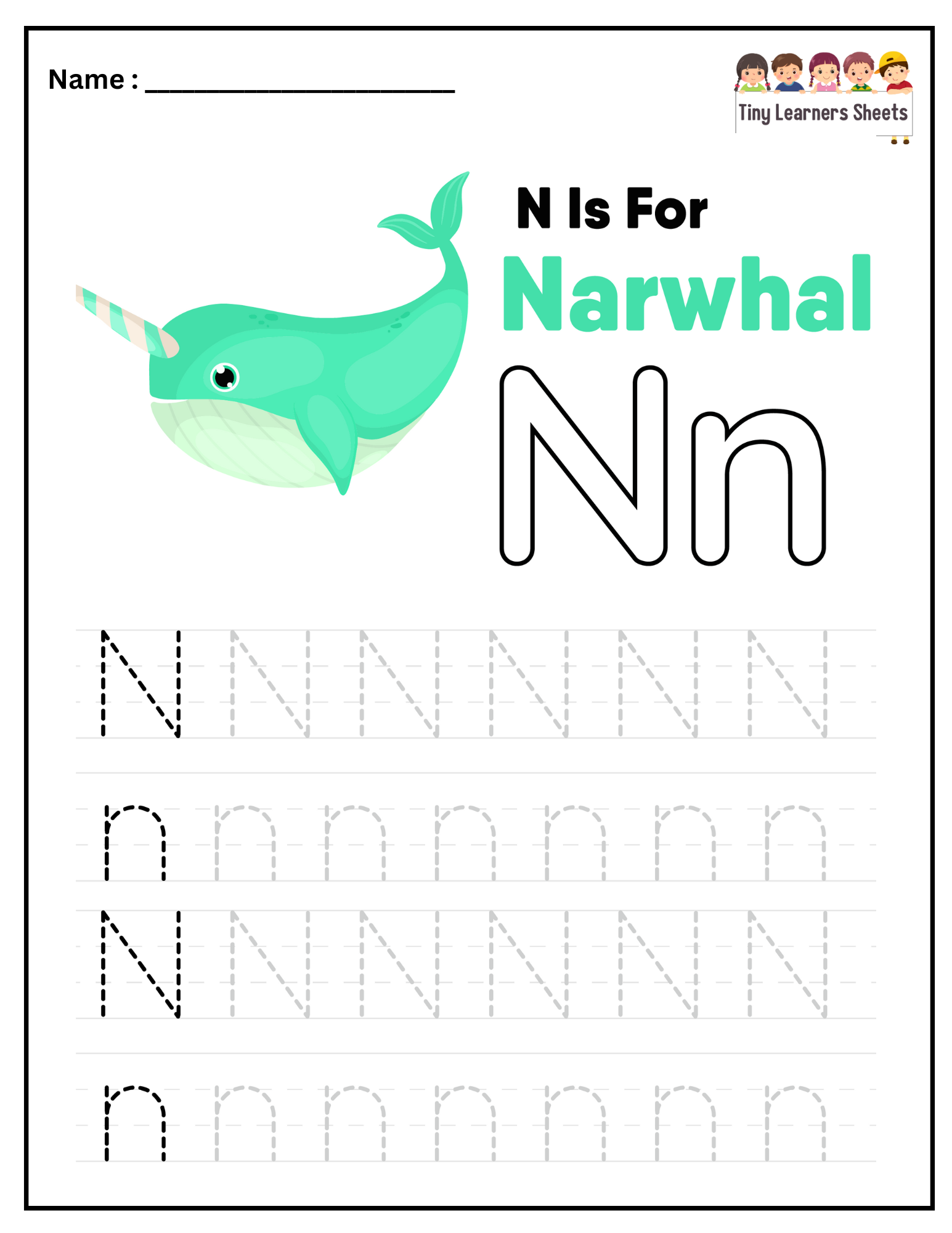 Letter N worksheet