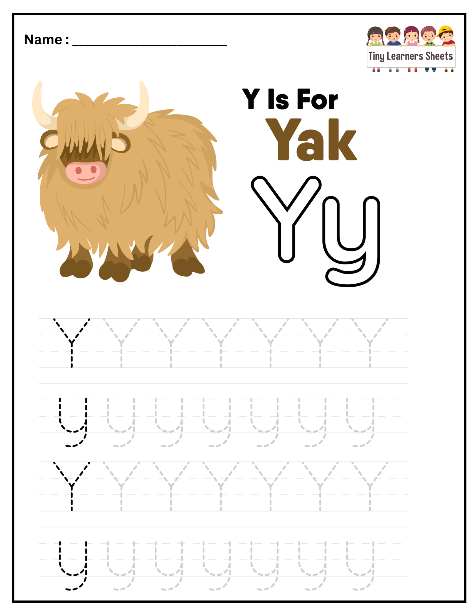 Letter Y worksheet